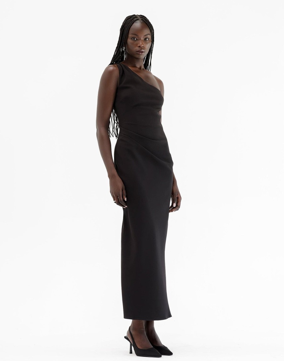 Clothing Charcoal Clothing Partywear | Caroline Maxi Dress (Black)