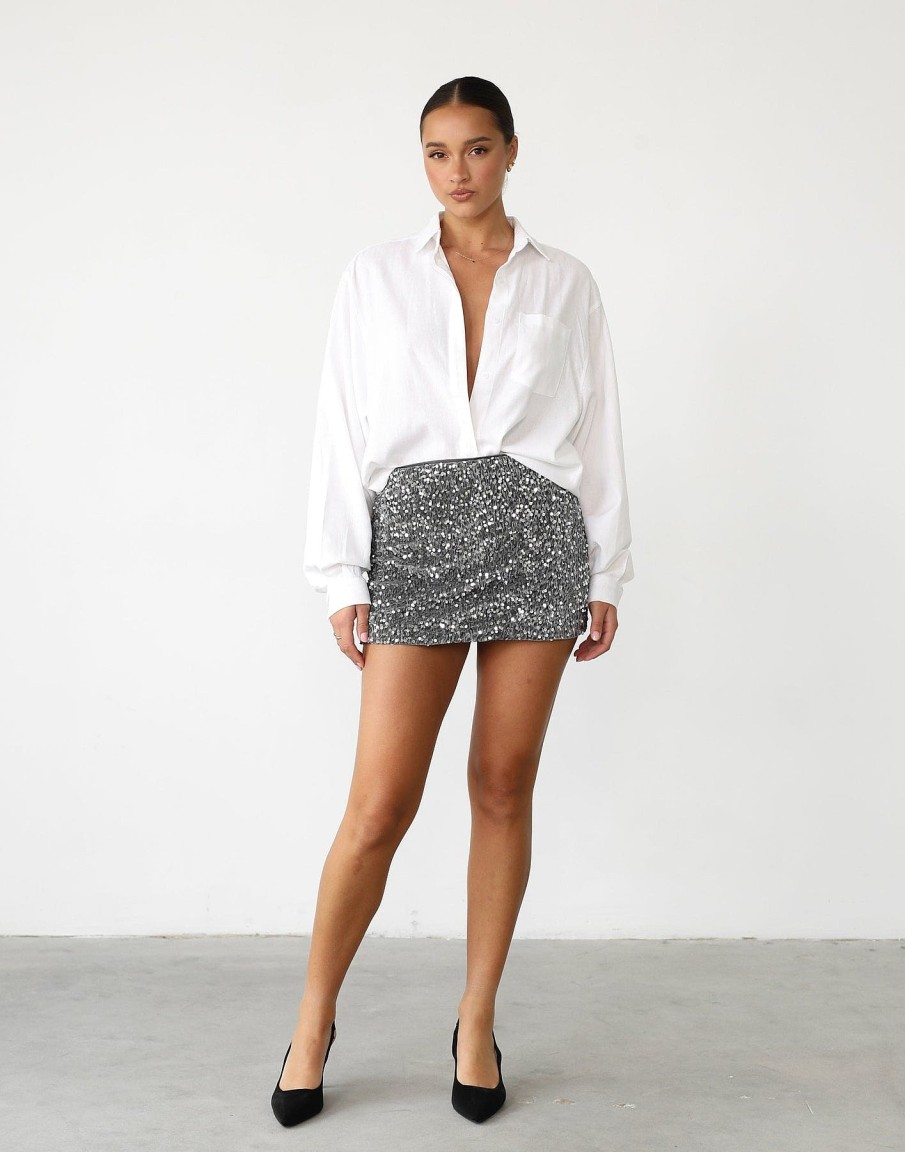 Clothing VogueMax Partywear | Lancey Mini Skirt (Slate)