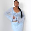 Clothing Charcoal Clothing Partywear | Leah Long Sleeve Top (Ice Blue)