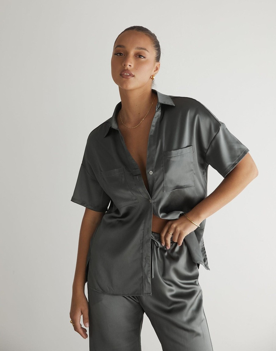 Clothing Charcoal Clothing Basics Edit | Martha Shirt (Slate)