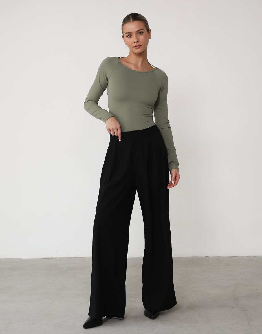 Clothing Qtrend Long Sleeve Tops | Nicky Bodysuit (Olive)