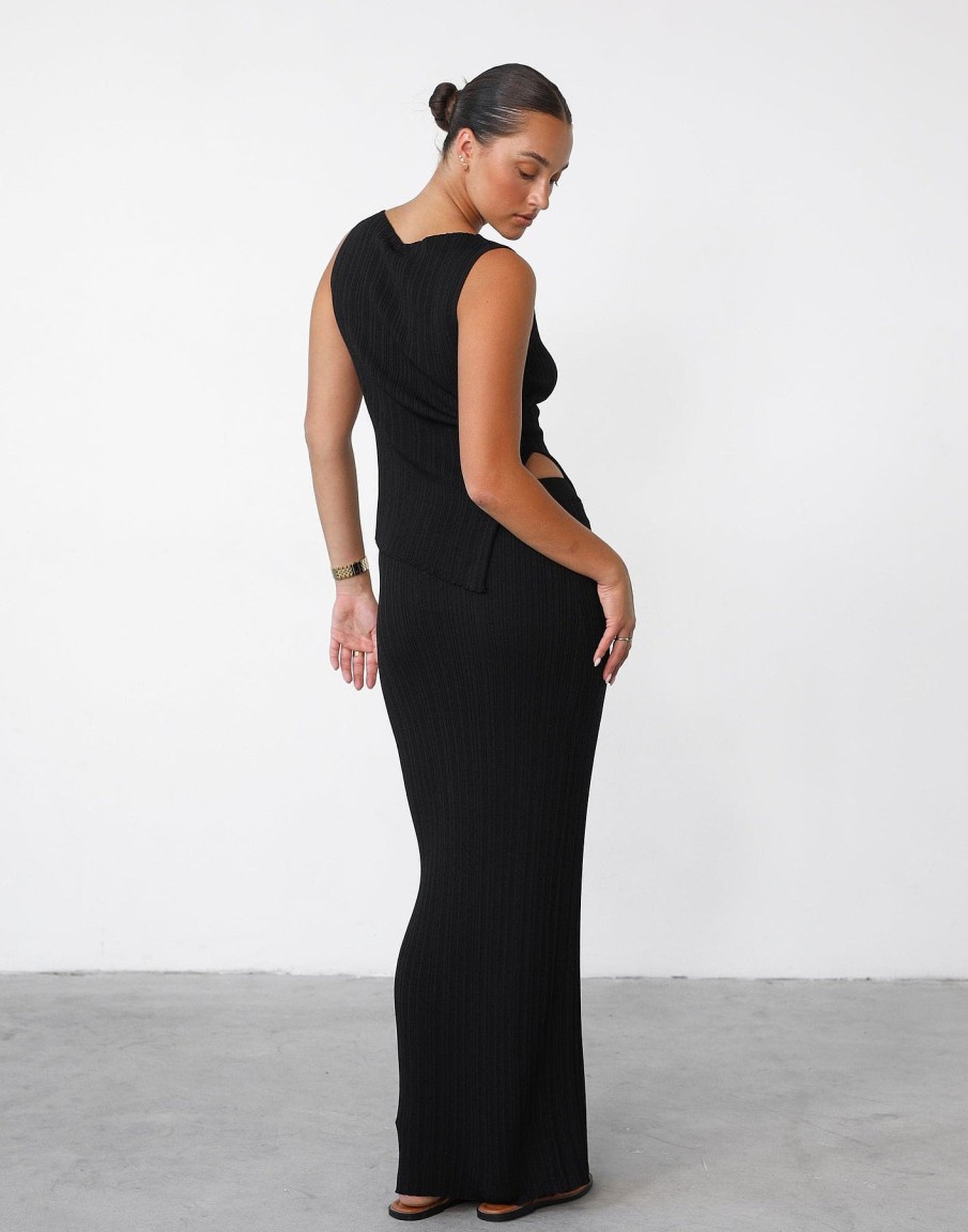 Clothing Qtrend Knitwear | Kienna Maxi Skirt (Black)